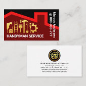 Red Roof Gold Handyman Tools Builder Visitenkarte (Vorne/Hinten)