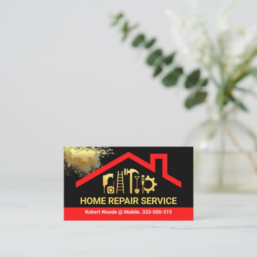 Red Roof Gold Paint Spritzer Visitenkarte (Stehend Vorderseite)