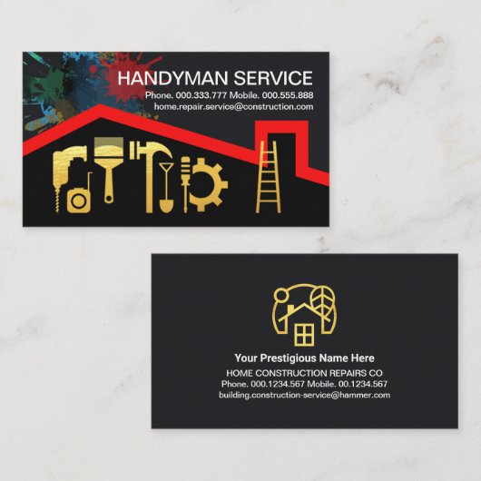 Red Roof Paint Spritzer Gold Tools Visitenkarte (Vorne/Hinten)