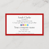 Red Roof Top Business Card Visitenkarte (Rückseite)