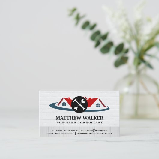 Red Roof Top Zuhause | Hardware-Tools Visitenkarte (Stehend Vorderseite)