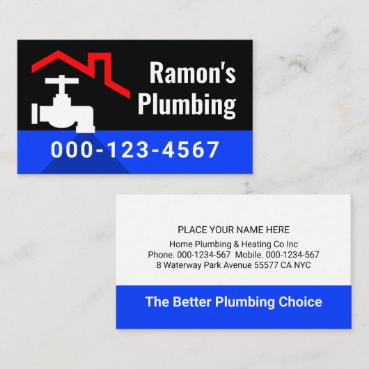 Red Roof With Leaking Faucet Visitenkarte (Vorne/Hinten)