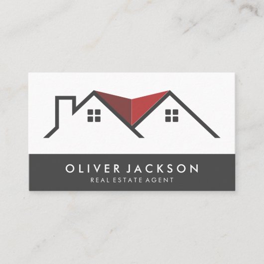Red Roof | Wohnhaus | Real Anwesen Agent Visitenkarte (Vorderseite)