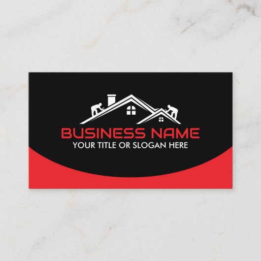 Red Roofers Professional Roofing Service Business Visitenkarte (Vorderseite)