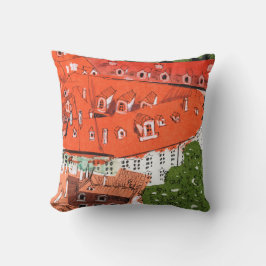 Red Roofs Prag Tschechisch Stadtbild Papier Collag Kissen