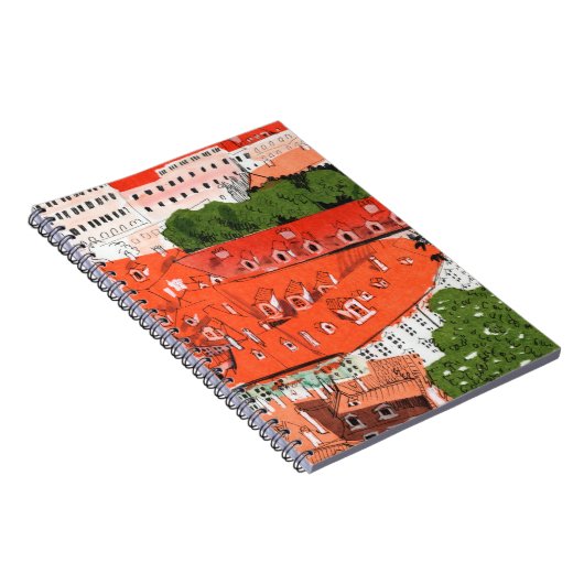 Red Roofs Prag Tschechische Stadtbild Collage Sket Notizblock (Rechte Seite)