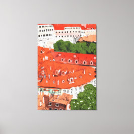 Red Roofs Prag Tschechische Stadtbild Papier Colla Leinwanddruck