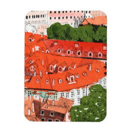 Red Roofs Prag Tschechische Stadtbild Papier Colla Magnet