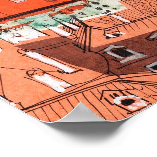 Red Roofs Prag Tschechische Stadtbild Papier Colla Poster (Ecke)