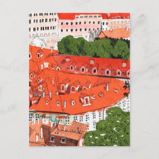 Red Roofs Prag Tschechische Stadtbild Papier Colla Postkarte