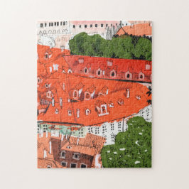 Red Roofs Prag Tschechische Stadtbild Papier Colla Puzzle