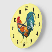 Red Rooster Bird Animal Clock Große Wanduhr (Winkel)