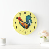 Red Rooster Bird Animal Clock Große Wanduhr (Zuhause)