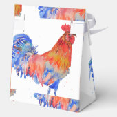 Red Rooster Chicken Blue Watercolor Wedding Geschenkschachtel (Rückseite)
