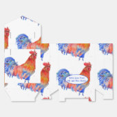 Red Rooster Chicken Blue Watercolor Wedding Geschenkschachtel (Ungefaltet)