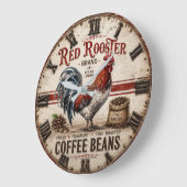 Red Rooster Coffee Beans Rustic Farmhouse Große Wanduhr (Winkel)