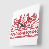 Red Rooster cross-stitch Quadratische Wanduhr (Winkel)