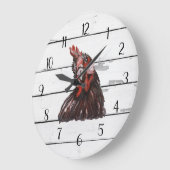 Red Rooster, französisches Landschiff Bauernhaus D Große Wanduhr (Winkel)