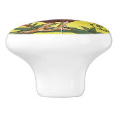 Red Rooster Gelbes Hühnchen Folkloreführung Stille Keramikknauf (Seitenansicht)