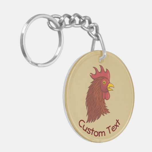 Red Rooster Head Schlüsselanhänger (Vorderseite links)
