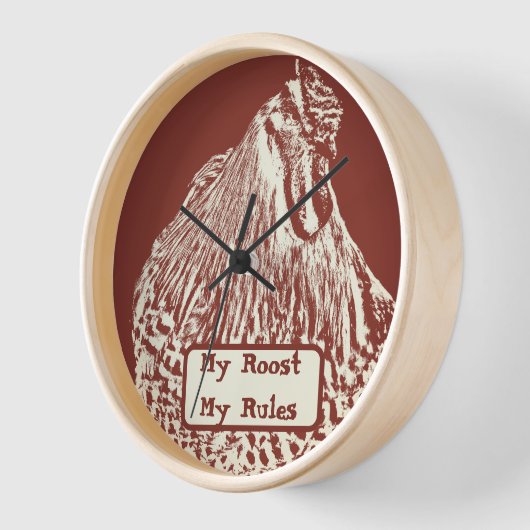Red Rooster Hühnerboss Mama Vater Rustic Hen Bar Uhr (Winkel)