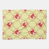 Red Rooster Medallion Muster auf Gelb Geschirrtuch (Horizontal)
