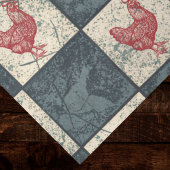 Red Rooster on Gray Black Checkerboard Farmhouse Seidenpapier