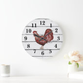 Red Rooster Shiplap Bauernhaus Dekoration Große Wanduhr (Zuhause)