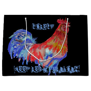 Red Rooster Wasserfarbe Mans Name Geschenk Geschen Große Geschenktüte