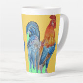 Red Rooster Watercolor Cockerle Hähnchen Art Milchtasse (Rechte Ecke)