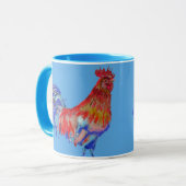 Red Rooster Watercolor Cockerle Hähnchen Art Tasse (Vorderseite Links)