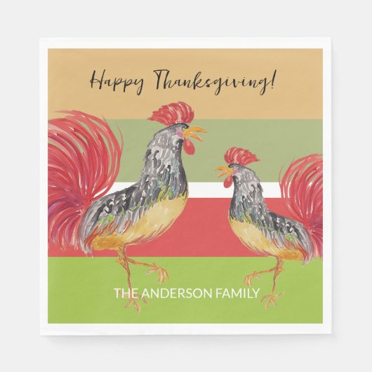 Red Rooster Watercolor Illustration Serviette (Vorderseite)