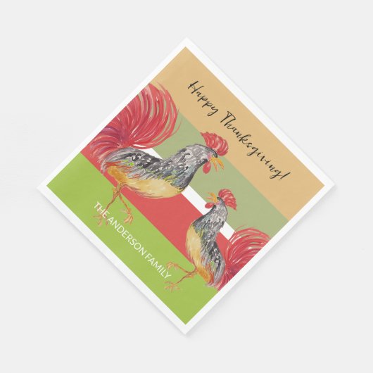 Red Rooster Watercolor Illustration Serviette (Ecke)