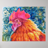 Red Rooster Watercolor Poster (Vorne)