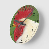 Red Rooster's Comb Country Rooster Geschenke Runde Wanduhr (Winkel)
