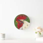 Red Rooster's Comb Country Rooster Geschenke Runde Wanduhr (Zuhause)