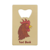 Red Rooster's Head Geldbeutel Flaschenöffner (Rückseite)