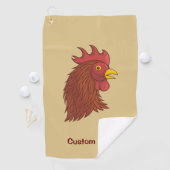 Red Rooster's Head Golf Towel Golfhandtuch (Insitu)