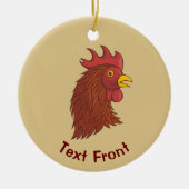 Red Rooster's Head Keramik Ornament (Vorne)