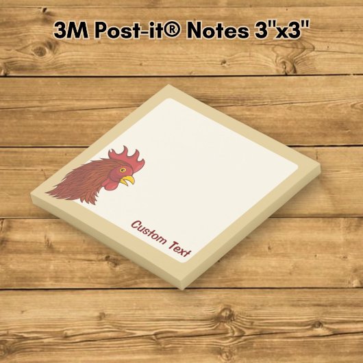 Red Rooster's Head Post-it Klebezettel