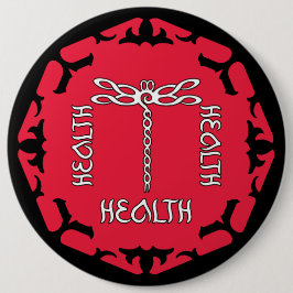 Red Root Chakra "Health" Dragonfly Design Button