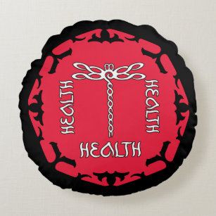 Red Root Chakra "Health" Dragonfly Design Rundes Kissen
