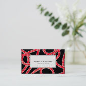 Red Rope Pattern Black Visitenkarte (Stehend Vorderseite)