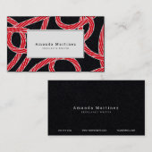 Red Rope Pattern Black Visitenkarte (Vorne/Hinten)
