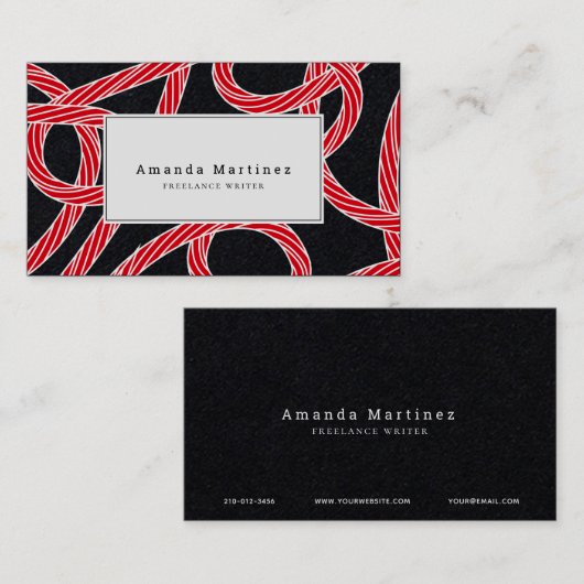 Red Rope Pattern Black Visitenkarte (Vorne/Hinten)