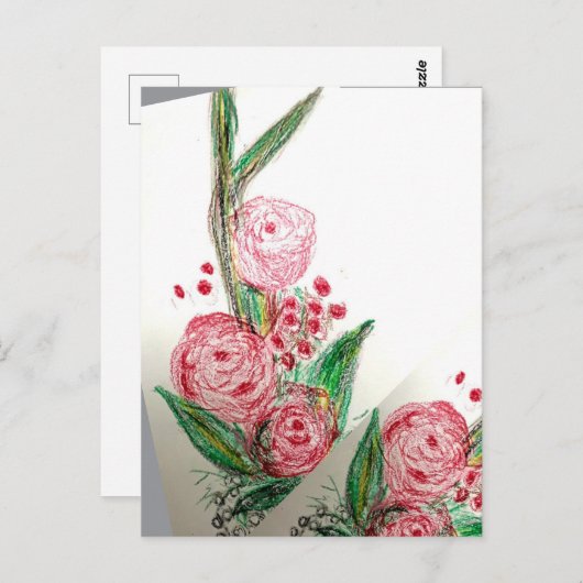 Red Rosas Asymmetric Postkarte (Vorne/Hinten)