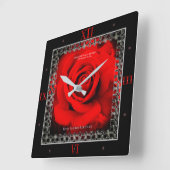 Red Rose [Acrylic Wall Clock] Quadratische Wanduhr (Winkel)