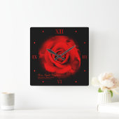Red Rose:Acrylic Wall Clock Quadratische Wanduhr (Zuhause)