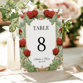 Red Rose Art Nouveau Wedding Table Number Einladung