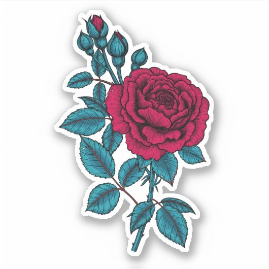 Red Rose Aufkleber (Vorderseite)